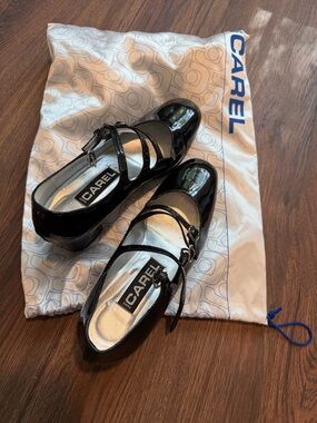 Carel Paris Black Patent Mary Jane Shoes